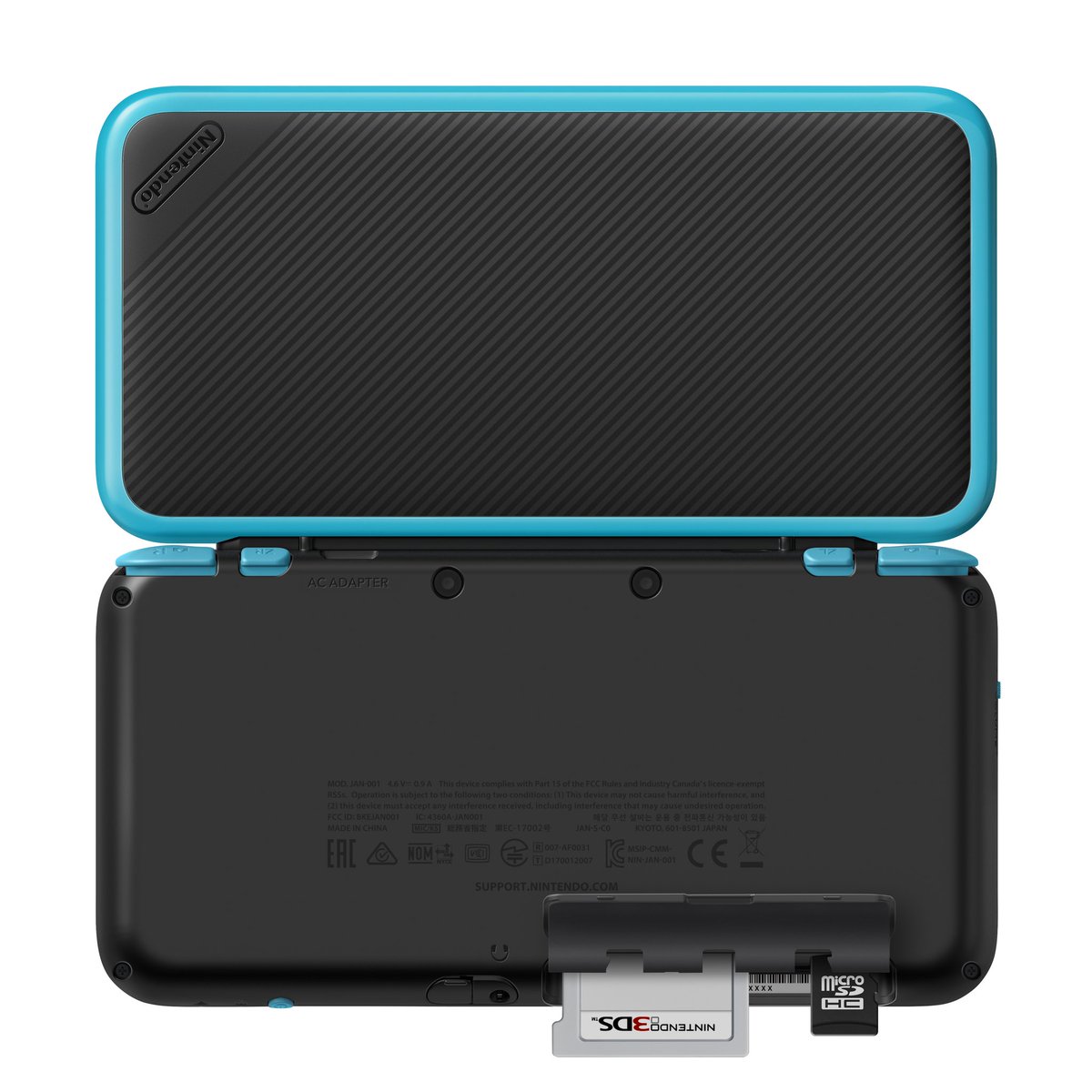 arriÃ¨re de la New 2DS XL Noir et turquoise