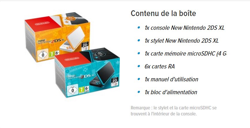 Contenu de la boite de la New 2DS XL