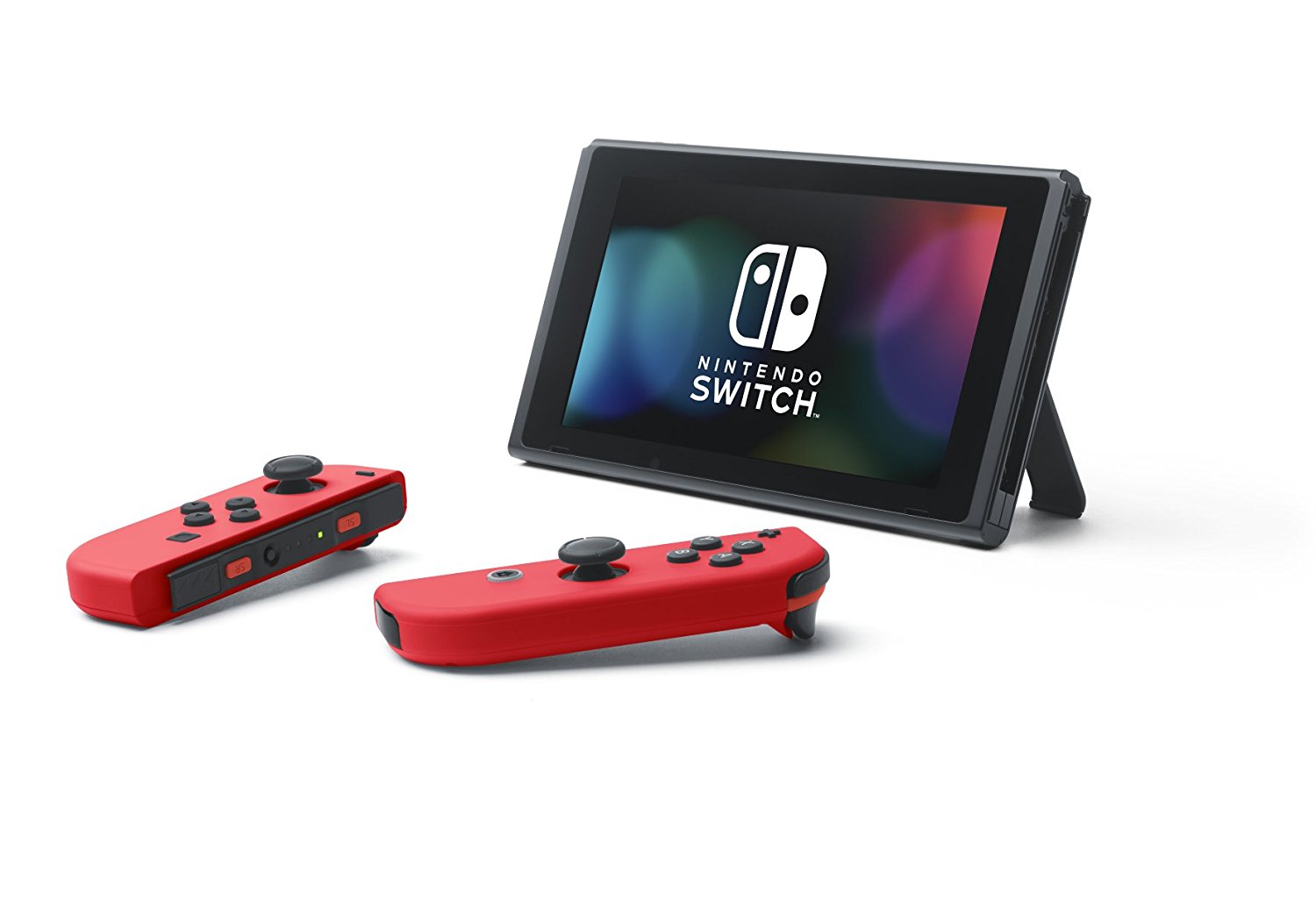 Console Nintendo Switch + Mario Odyssey et ses manettes rouges