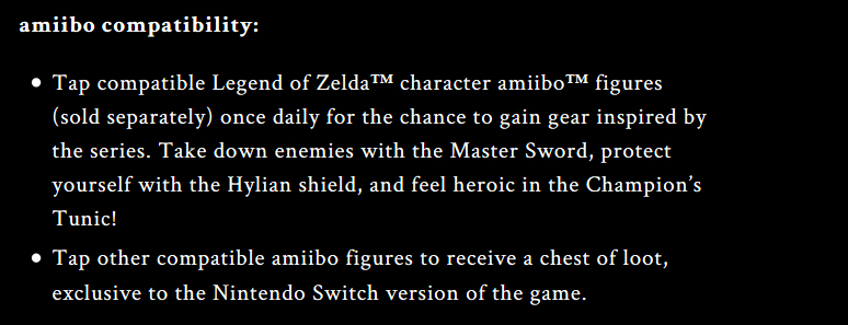 Effets amiibo dans le jeu Skyrim sur Nintendo Switch